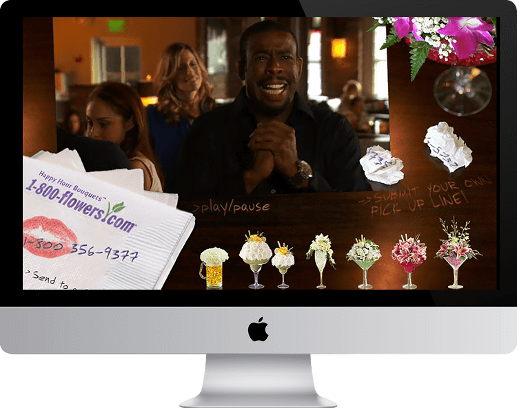 1-800-flowers.com interactive flash video, comedy, chuck nice, laurie Kilmartin, pick-up lines, success