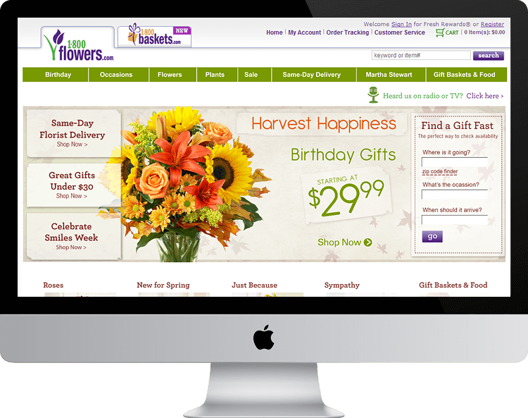 1-800-Flowers.com homepage e-commerce it's not too late